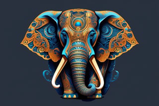 Create an image of a mascot that draws inspiration from a biomechanical elephant, featuring a fusion of organic and metallic components, emit mesmerizing fractal designs. Bright background, Elegant, sophisticated, intricate line work, ornate details, muted color scheme. Art and mathematics fusion, hyper detailed, trending at artstation, sharp focus, studio photography, intricate detail, highly detailed, centered, perfect symmetrical, plain design,tshirt design,8k,high_resolution,Leonardo Style,Pixel Art