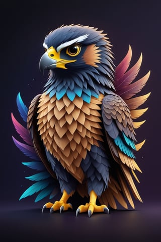 (full body) intricate coloring, vector graphic logo design of a falcon, 3-6-9 pattern, art and mathematics fusion, high resolution, kawaii, cute, Elegant, subtle gradient, sophisticated, muted color scheme, hyper detailed, trending at artstation, sharp focus, studio photography, highly detailed, centered, bright color, solid dark background, made with adobe illustrator, movie still, Leonardo Style, 3d style ,3d style,photo r3al