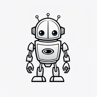 (black and white, robot, logo design, simple color background), (best quality, 4k, 8k, highres, masterpiece:1.2), ultra-detailed, pen and ink drawing, sharp contrast, vintage, retro, scanned texture, precise linework, classic, crisp details, elegant composition, highly-detailed feathers, expressive eyes, dynamic pose, pure simplicity, limited color palette, pop art, eye-catching design, distinct visual identity, iconic symbolism, timeless aesthetic, bold lines, striking visual impact, memorable silhouette