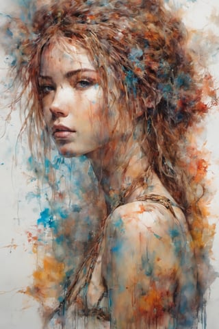 nsfw, nude, 21yo naked girl, bondage harness, strong warrior princess, centered, key visual, intricate, highly detailed, breathtaking beauty, precise lineart, vibrant, comprehensive cinematic, Carne Griffiths, Conrad Roset, (the most beautiful portrait in the world:1.5)