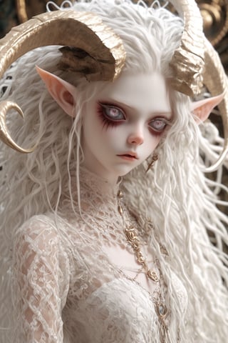 nsfw, nude, 21yo naked girl, 1 girl, (masterful), albino demon girl with lethargic sleepy smokey eyes,(white dreadlocks hair),((slit pupil eyes)),mesh fishnet blouse, (long intricate horns:1.2) ,
best quality, highest quality, extremely detailed CG unity 8k wallpaper, detailed and intricate, 
,steampunk style,Glass Elements