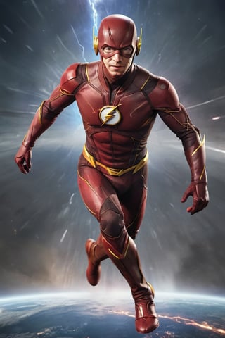 the flash running through the space, front view