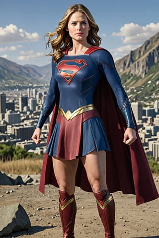supergirl centered in the image,  scene to match, accurate details