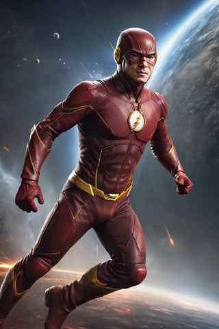 the flash running through the space, front view