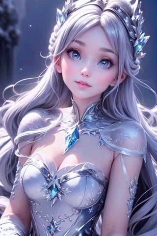 a close up of a girl in a dress, ice sorceress, beautiful ancient frost witch, frostbite 3 rendered, winter princess, ice crystal armor, a glaceon ice princess, goddess of winter, ice queen, crystalline skin, ice princess, anime barbie in white, winter concept art, queen of ice and storm, lunar themed attire