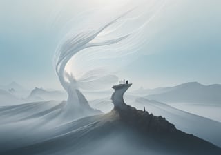 Generate an image that captures the essence of the phrase 'whispering winds' in a visually stunning and ethereal way.