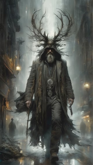 Palopo - A spirit that takes the form of a man to mislead and harm travelers,

MASTERPIECE by Aaron Horkey and Jeremy Mann, sharp, masterpiece, best quality, Photorealistic, ultra-high resolution, photographic light, illustration by MSchiffer, Hyper detailed