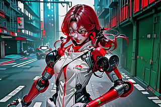 mach robot, 3 sexy asia girl fighting in a city,BTR-80,Mecha,mecha,yofukashi background