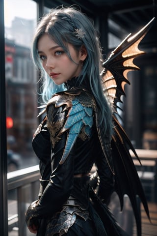 ((best quality)), ((masterpiece)), ((ultra-detailed)), extremely detailed CG, (illustration), ((detailed light)), (an extremely delicate and beautiful), a girl, solo, ((upper body,)), ((cute face)), expressionless, (beautiful detailed eyes), blue dragon eyes, (Vertical pupil:1.2), white hair, shiny hair, colored inner hair, (Dragonwings:1.4), [Armor_dress], blue wings, blue_hair ornament, ice adorns hair, [dragon horn], depth of field, [ice crystal], (snowflake), [loli], [[[[[Jokul]]]]]