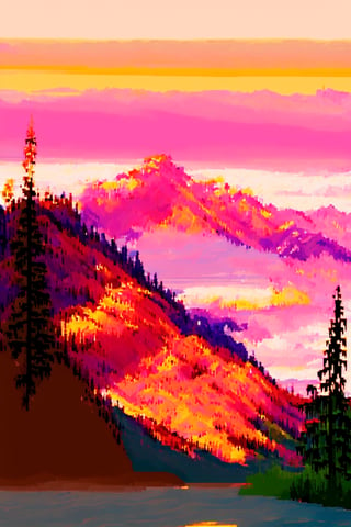 masterpiece, best quality,pixel art,no_humans,mountain