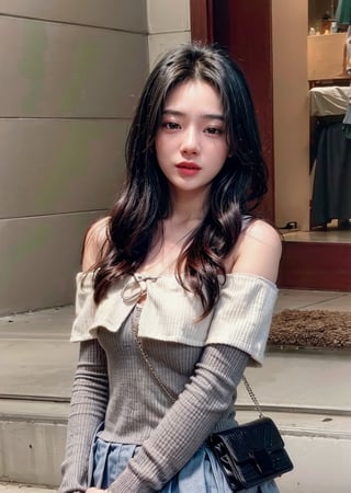 20 years old woman, (photorealistic:1.4, realistic), highly detailed CG unified 8K wallpapers, 1girl, (slender body:0.8), (small breasts:0.7), looking at viewer, (HQ skin:1.4), 8k uhd, dslr, soft lighting, high quality, film grain, Fujifilm XT3, (close up shot:1.2), (black dress, black mini skirt), (simple background, black background), realhands, (perfect finger), (perfect hand), (detail face), mouth_closed, naughty_face, Detailed face, perfect eyes