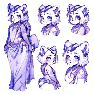 (CharacterSheet:1), sexy,red_panda,Indian,Saree, lavender_hair, blue_eyes, anthromorph, high_resolution, digital_art, cute_fang, golden_jewelry, messy_hair, curvy_figure, red loin_cloth, body scars, (multiple views, full body, upper body, reference sheet:1), back view, front view,(white background, simple background:1.2),(dynamic_pose:1.2),(masterpiece:1.2), (best quality, highest quality), (ultra detailed), (8k, 4k, intricate), (50mm), (highly detailed:1.2),(detailed face:1.2), detailed_eyes,(gradients),(ambient light:1.3),(cinematic composition:1.3),(HDR:1),Accent Lighting,extremely detailed,original, highres,(perfect_anatomy:1.2),grayscale 