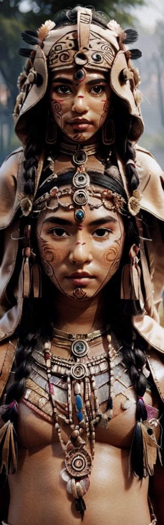 1930s (style), Furry,(masterpiece, best quality, ultra-detailed, 8K),(picture-perfect face, freckles, blush,(perfect female body, ), slim, native American shaman, hourglass body shape, goddess, charming,  alluring, seductive_pose, enchanting, makeup, fantasy, artic, lavender_hair, leather parka, sexy, loin_cloth, tribal,ppcp,cibertribal