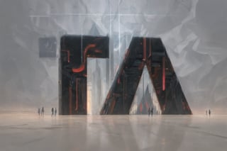 A masterwork logo illustration of the letters TA, Masterpiece illustration of a TA shaped building, hyper detailed, anime inspired, 3D modeled, vibrant colors, magical and mysterious, dynamic lighting, cinematic perspective, trending on artstation, reflection of lights on glass surfaces, futuristic architecture.