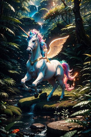 score_9, score_8_up, score_7_up, score_6_up, 
(Full body:1.5), (Unicorn, Rainbow Unicorn, Unicorn horn, Angel wings:1.5), Magic Forest, morning, moon, fireflies, waterfalls, (Masterpiece, Best Quality, 8k:1.2), (Ultra-Detailed, Highres, Extremely Detailed, Absurdres, Incredibly Absurdres, Huge Filesize:1.1), (Photorealistic:1.3), By Futurevolab, Portrait, Ultra-Realistic Illustration, Digital Painting, 