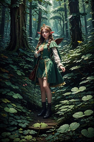 score_9, score_8_up, score_7_up, score_6_up, score_5_up, score_4_up, (Masterpiece, Best Quality:1.5), 
The noble wizard of Oz, dressed in clothes decorated with four-leaf clover and wearing a crown made of four-leaf clover, has beautiful green elf wings and flies and shuttles in the magical forest, Magic Forest, 