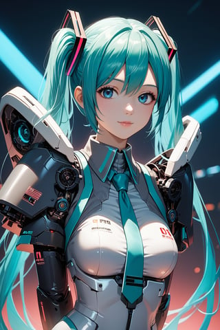score_9, score_8_up, score_7_up, score_6_up, score_5_up, score_4_up, 
Source_Anime, Source_Japanese anime, Source_Pro anime, FuturEvoLab-Lora-mecha, 
masterpiece, best quality, hatsune miku, (mecha suit:0.8), tight suit, upper body, closed mouth, looking at viewer, arms behind back, highres, 4k, 8k, intricate detail, cinematic lighting, amazing quality, amazing shading, soft lighting, Detailed Illustration, anime style, wallpaper,FuturEvoLab-lora-mecha,FuturEvoLab-Bunny,FuturEvoLabCyberpunk,FuturEvoLabgirl