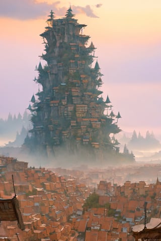 valley, fairytale treehouse village covered, , matte painting, highly detailed, dynamic lighting, cinematic, realism, realistic, photo real, sunset, detailed, high contrast, denoised, centered, michael whelan