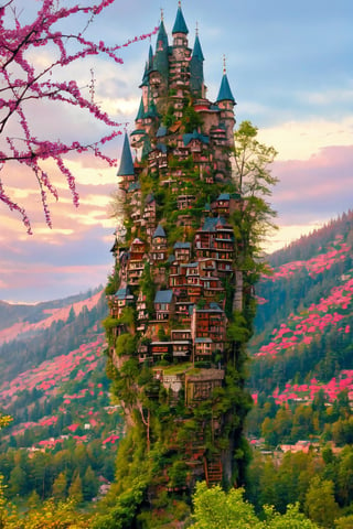 valley, fairytale treehouse village covered,