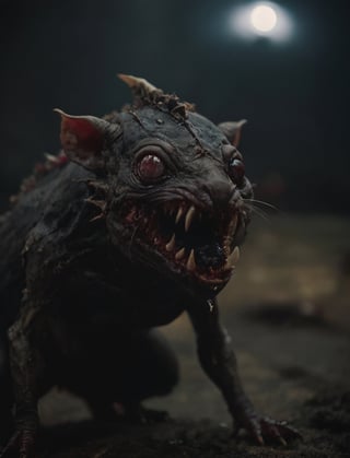 cinematic film still, a rat demon, wrathful eyes, sharp teeth, dark atmosphere, shallow depth of field, vignette, highly detailed, high budget, bokeh, cinemascope, moody, epic, gorgeous, film grain, grainy, undefined
,fx-monsters-xl-meatsack