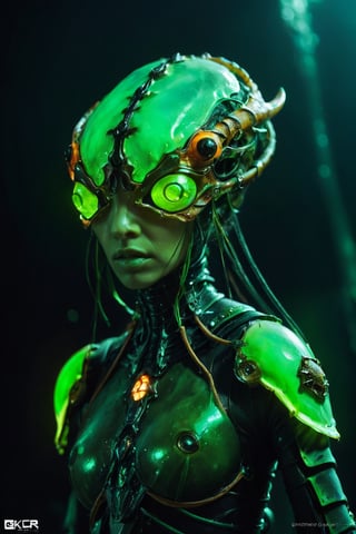  close-up portrait of a disgusting body horror crab/insect female, decayed decomposing, glowing neon eyes, rancid rusted skin trypophobia:1.2, , covered in wet green slime, exoskeleton, ,  ,  dof, sharp focus, high definition, detailed, intricate, vfx scene by hr giger
,onarmor,futurecamisole