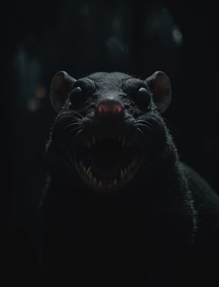 cinematic film still, a rat demon, wrathful eyes, sharp teeth, dark atmosphere, shallow depth of field, vignette, highly detailed, high budget, bokeh, cinemascope, moody, epic, gorgeous, film grain, grainy, undefined
