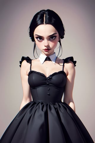 (masterpiece, best quality), 1girl,    wednesday_addams, dress, black dress
,Wednesday Addams  