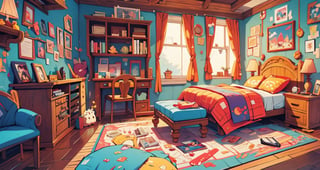 a room, concept art, pixiv, conceptual art, rpg maker style bedroom, flat color, springtime morning, detailed 2d illustration, detailed color scan”, a beautiful artwork illustration,perfect,(best quality,3d,Isometric_Setting,More Detail,ANIME ,midjourney