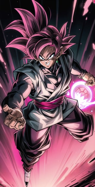 We can visualize the iconic character from the animated series Dragon Ball Super, Black Goku Rose, full power. (Pink hair: 1.9). Perfect pink eyes, with his characteristic black warrior outfit. Flashes of light and electricity colored_pink_and_light_violet surround his entire body, with an extremely cocky appearance, smiling laughter. His ki is immense and mystical in color_pink_and_light_violet. It is at the culmination of a great battle for the destruction of the earth. The image quality and details have to be worthy of one of the most famous villain characters in the entire history of this anime and honor him as he deserves. Which reflects the design style and details of the great Akira Toriyama. Full body: 1.8, front face, battlefield background.



(((Male:1.9))),



PNG image format, sharp lines and edges, solid color blocks, 300+ dpi dots per inch, 32k ultra high definition, 530 MP, Fujifilm XT3, cinematic (photorealistic: 1.6), 4D, professional color photos High Definition RAW, Photography, Masterpiece, Realistic, ProRAW, Realism, Photorealism, High Contrast, Digital Art Trending on Artstation Ultra High Definition Detailed Realistic, Detailed, Skin Texture, Hyper Detailed, Realistic Skin Texture, Facial Features , armor, best quality, ultra-high resolution, high resolution, detailed and raw photo, sharp resolution, rich lens colors, hyper-realistic realistic texture, dramatic lighting, unreal trends, ultra-sharp pictorial technique (sharpness, definition and photographic precision), (harmonious contrast, depth and light details), (features, proportions, colors and textures at their highest degree of realism), (blurred background, clean and uncluttered visual aesthetics, sense of depth and dimension, professional and polished appearance of the image), work of beauty and complexity. perfectly symmetrical body. (aesthetic + beautiful + harmonious: 1.5), (ultra detailed face, ultra detailed perfect eyes, ultra detailed mouth, ultra detailed body, ultra detailed perfect hands, ultra detailed clothes, ultra detailed background, ultra detailed landscape: 1.5), Detail_master_XL:0.9,SDXLanime:0.8,LineAniRedmondV2-Lineart-LineAniAF:0.8,EpicAnimeDreamscapeXL:0.8,ManimeSDXL:0.8,Midjourney_Style_Special_Edition_0001:0.8,animeoutlineV4_16:0.8,perfect_light_colors:0.8,SAIYA, Super Saiyan, ROSEV2,yuzu2:0.3,SAIYA_赛亚人:0.8