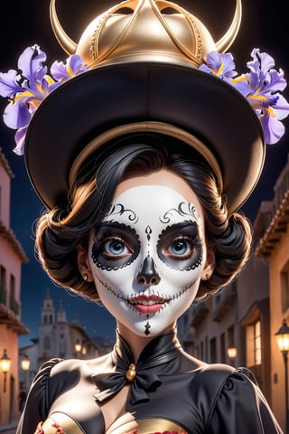anime: 1.9, cartoon: 1.9, (Imagine a dynamic scene with an chickpea skull crossing a street full of costumed children celebrating, Day of the Dead in Mexico). the Catrina. (chickpea skull painted white all over its body). fear, terror, horror. (Frida kalho halloween costume). (Mariachi hat). (big breast:1.9). (broad hips:1.9).
(athletic: 1.9). (black, long, loose, floating, detailed, defined hair: 1.9). whole body. Wide hips. (perfect eyes: 1.9). (iris, black color: 1.9). (radiant: 1.1). Intricate details, vibrant colors, perfect feet, sexy legs, perfect hands, sexy arms, perfect hands, highly detailed skin, textured skin, defined body features, detailed shadows, narrow waist. Create a message for a super detailed 16k Ultra HDR image that captures the essence of an chickpea skull shining presence. ((perfect face)). dynamic posture. Choose a background that complements your character, creating a cinematic masterpiece with high realism and top-notch image quality,nsfw 
NamiLoL:0.7, IcfgirlLora_v40:1,
3d_toon_xl:0.2, JuggerCineXL2 :0.6, add_detail:0.8, 3D cartoon style, Movie still, DonMCyb3rN3cr0XL-000009: 0.5, beautifulDetailedEyes_v10:0.4, skull_graphics