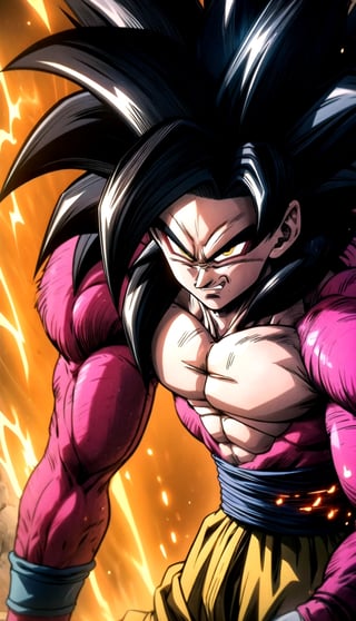 We can visualize the iconic character from the animated series Dragon Ball Z, Goku, in his super saiyan phase 4 transformation. Yellow_amber eyes. Flashes of red light and electricity surround his entire body, a reddish glow. smiling, cocky. His ki is immense and mystical, amber yellow in color. His look is wild. It is at the culmination of a great battle for the fate of planet Earth. He is prepared to attack with one of his classic poses. The image quality and details have to be worthy of one of the most famous characters in all of anime history and honor him as he deserves. reflecting the design style and details of the great Akira Toriyama. full body.



PNG image format, sharp lines and borders, solid blocks of colors, over 300ppp dots per inch, 32k ultra high definition, 530MP, Fujifilm XT3, cinematographic, (anime:1.6), 4D, High definition RAW color professional photos, photo, masterpiece, realistic, ProRAW, realism, photorealism, high contrast, digital art trending on Artstation ultra high definition detailed realistic, detailed, skin texture, hyper detailed, realistic skin texture, facial features, armature, best quality, ultra high res, high resolution, detailed, raw photo, sharp re, lens rich colors hyper realistic lifelike texture dramatic lighting unrealengine trending, ultra sharp, pictorial technique, (sharpness, definition and photographic precision), (contrast, depth and harmonious light details), (features, proportions, colors and textures at their highest degree of realism), (blur background, clean and uncluttered visual aesthetics, sense of depth and dimension, professional and polished look of the image), work of beauty and complexity. perfectly symmetrical body.
(aesthetic + beautiful + harmonic:1.5), (ultra detailed face, ultra detailed eyes, ultra detailed mouth, ultra detailed body, ultra detailed perfect hands, ultra detailed clothes, ultra detailed background, ultra detailed scenery:1.5),



detail_master_XL:0.9,SDXLanime:0.8,LineAniRedmondV2-Lineart-LineAniAF:0.8,EpicAnimeDreamscapeXL:0.8,ManimeSDXL:0.8,Midjourney_Style_Special_Edition_0001:0.8,animeoutlineV4_16:0.8,perfect_light_colors:0.8,SAIYA