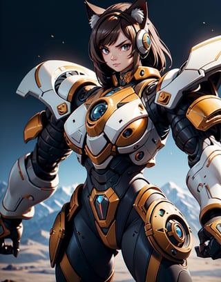 8k, ultra sharp, European and American man, A fashion model, ultimate shadow warrior armor:1:9, hyper ultra mega armor full power:1.9, tech, strong, warrior, space, war, full, imperial, buster, shield, blade, extreme, Glamour, paparazzi taking pictures of her, brunette hair, Brown eyes, 8K, High quality, Masterpiece, Best quality, HD, Extremely detailed, voluminetric lighting, Photorealistic,perfecteyes,3DMM,valsione r,DonMCyb3rN3cr0XL  ,rfktr_technotrex,cat ear