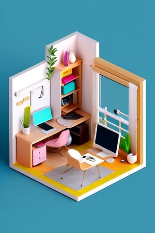 Masterpiece, desk, bed, window, computer, phone, pot, clothes,