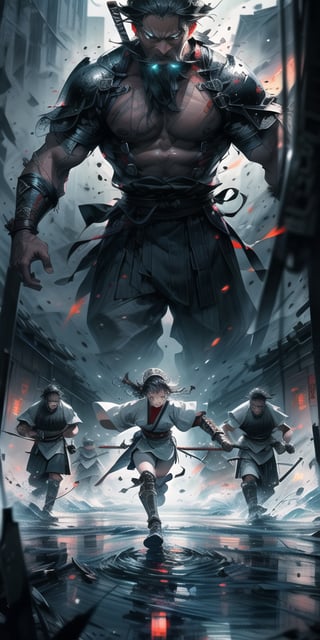 Cinematic-style illustration of a Samurai Girl facing off against Mongols in a fierce battle. The artwork captures the intensity and drama of the historical clash between a skilled samurai and the invading Mongol forces. The illustration features dynamic action and motion, with the samurai girl wielding her katana in a powerful strike, while Mongol warriors charge towards her with determination. The colors are rich and dramatic, reflecting the cinematic nature of the scene. The art style combines realism with elements of epic action and historical accuracy, evoking a sense of tension and excitement. Camera Shot: Heroic wide-angle shot, capturing the scale and scope of the battle. Render Style: Dramatic lighting, intense colors, and a sense of cinematic drama. Resolution: 4K for optimal impact."