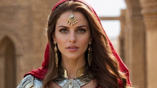 (masterpiece:1.2), (best quality,:1.2), 8k, HDR, ultra detailed, ((photorealistic)), professional light, cinematic lighting, fashion photography, ambient lighting, , Teri Weigel as a female arabian warrior, long auburn hair, beautiful face, earrings, wearing intricate breastplate and scale armor, red cloak, broad golden belt,  MetAr, , epiCPhoto

(detalles muy complejos:1.1), (mejor calidad:1.1) (8K, UHD:1.1 ),ultra 8k,((ultra detailed, masterpiece, absurdres)),((ultra detailed, masterpiece, absurdres)),bad art, low quality, bad anatomy, deformed, disfigured,