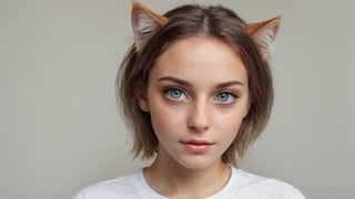 closeup, beautiful girl, random face, random ethnicity and hair color, white T-Shirt, (cute cat with adorable eyes, random breed), photo, photography

(detalles muy complejos:1.1), (mejor calidad:1.1) (8K, UHD:1.1 ),ultra 8k,((ultra detailed, masterpiece, absurdres)),((ultra detailed, masterpiece, absurdres)),bad art, low quality, bad anatomy, deformed, disfigured,