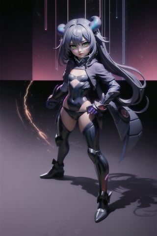 (masterpiece), best quality, expressive eyes, perfect face, (small brests), white hair, ((((blue and red eye)))), ((full body)), black and blue Dragon horns, (((((shadow outfit))))), (((battle shadow outfit))), small body, long hair, ((kid body)), (1 girl), (((futuristic city background))), (sexual pose), ((((rainbow lights details on the outfit)))), ((green details)), ((yellow details)), shadow, black silhouette, shadow of,aura of shadows, ((Blue details)), ((red details)), ((black armored shadow outfit))