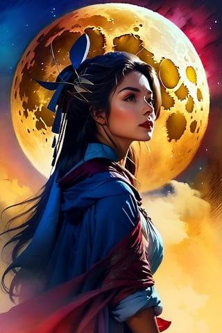 Daughter of the Moon, digital painting,
Style by Gabriele Dell'otto, AI Midjourney, bright saturated colors, watercolor, oil paints,