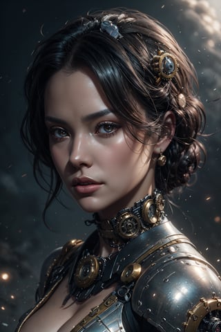 Sexy portrait of a steampunk female, highly detailed, digital painting, art by Stanley Lau and Artgerm and magali villeneuve and Alphonse Mucha, artstation, octane render, cgsociety a painting in the style of Jacek Yerka 
