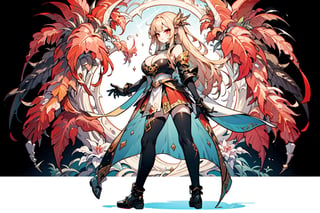 anime, design, front and rear design, custom character, character design, full body,  big boobies, big breast, design(masterpiece, top quality, best quality, official art, beautiful and aesthetic:1.2 ), (1girl), extreme detailed, (fractal art:1.3), highest detailed, 1 girl, medieval armor,  female armor,  cleavage, heart in eye, huge breasts, miniskirt, bra,mink_\(dragon_half\),bikini armor, ,kitagawa marin, red eyes, earrings, blond hair