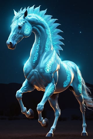 Celestial (alien:1.2) creature in horse shape, with blue opalescent skin and iridiscent scales, masterpiece, absolutely perfect, stunning image, visually rich, intricately detailed, concept art, by Mschiffer, glowy, cinematic, UHD wallpaper, 3d, octane render, volumetric lights,Movie Still