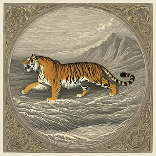 publishing logo, Illustration by Gustave Dore,Etching,Illustration by David Macaulay. icon,Illustration by David Macaulay, ancient Chinese tiger