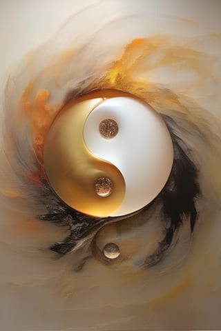“Embrace the oneness formed by the duality of yin and yang. These interdependent opposites intertwine in a constant flow between nature and human life” . amber made . realistic . art piece . art gallery . beautiful soft light