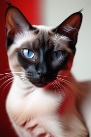 a siamese cat in red and black