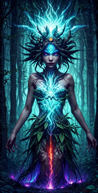 "Generate an image of a forest spirit with a human-like body, a plant-like appearance, and beautiful eyes radiating a spiritual, magical aura in an anima-style fantasy world.",ShroomPunkAI,KnollingCaseQuiron style,KnollingCase