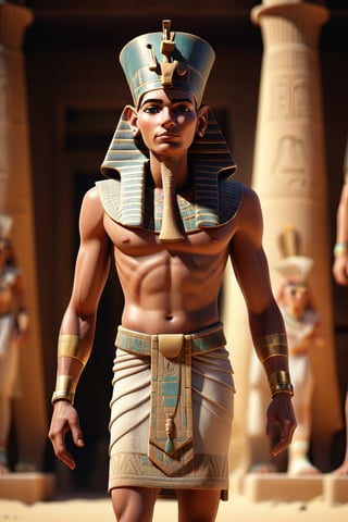 A handsom ancient egyption man standing,  3d render