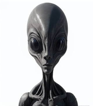  Full body shot, full body picture,  ((SOLID BLACK EYES))!
Full body picture, et from close encounter
A close-up portrait of a grey alien with large, almond-shaped eyes. The alien's skin is smooth and grey, and its head is . Its eyes areall solid black (pupil-less), 
The alien's skin is smooth, suggesting that it is young.
The alien has a small, thin mouth that is slightly open.
The alien's nostrils are small and slit-like.
The alien's has no ears. 
