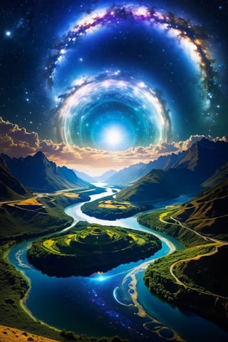 As he traveled back in his past, someone meets him in a Chronos Portal, river, galaxy, prodigal son, unknown path