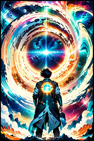 Person, Stand in front of a space portal overlooking the sun, cyril rolando and goro fujita, portal to another universe, inspired by Cyril Rolando, Portal to another dimension, A WORLD, Only visible from the portal, high quality fantasy stock photo, Portal to another world, portal to outer space, in style of cyril rolando,  A peek into space, universe, Magic Galaxy Portal, The Cycle of the Stars, god
