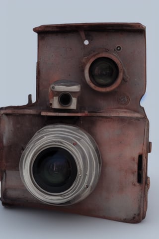 old rusted camera with ship